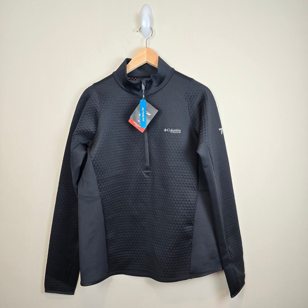 Columbia Womens Size XL Crystal Leaf Omni-Heat Helix Half Zip Pullover Black